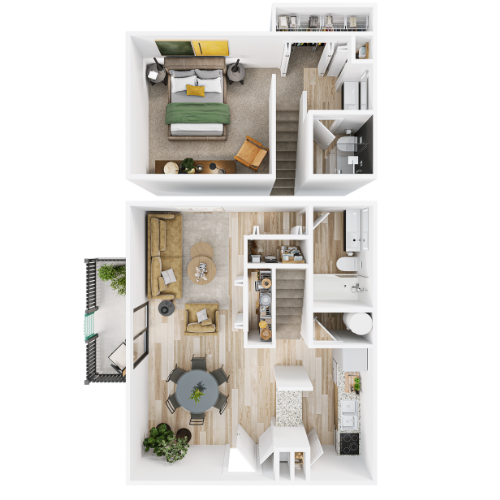 Floor plan for 1 bed, 1 bath, 675 sqft